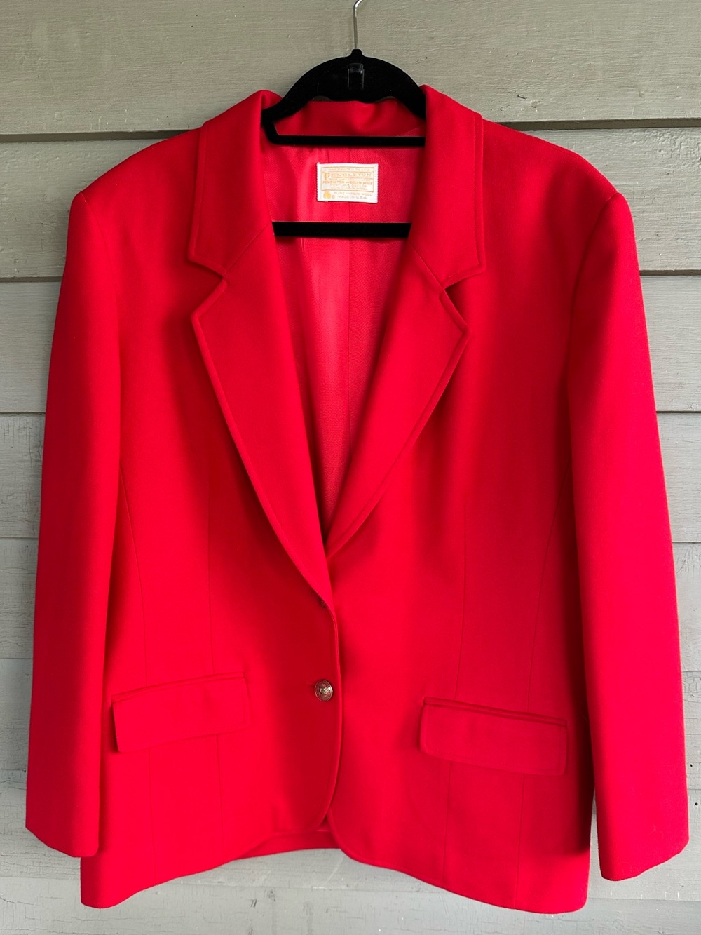Vintage Pendleton Womens Red Tailored Blazer 100% Virgin Wool Made in USA